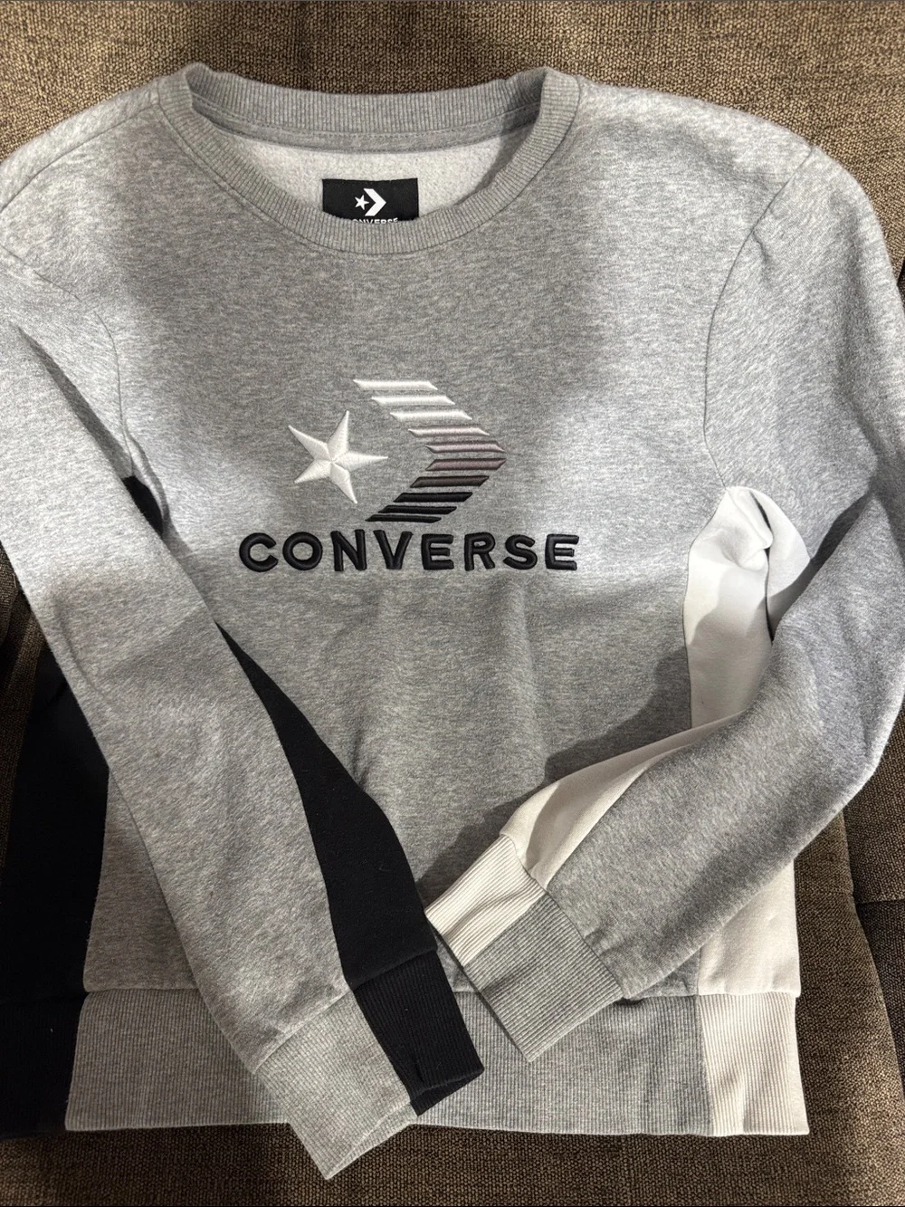 Converse UNISEX Light Gray Crewneck Sweatshirt with Black & White Accents